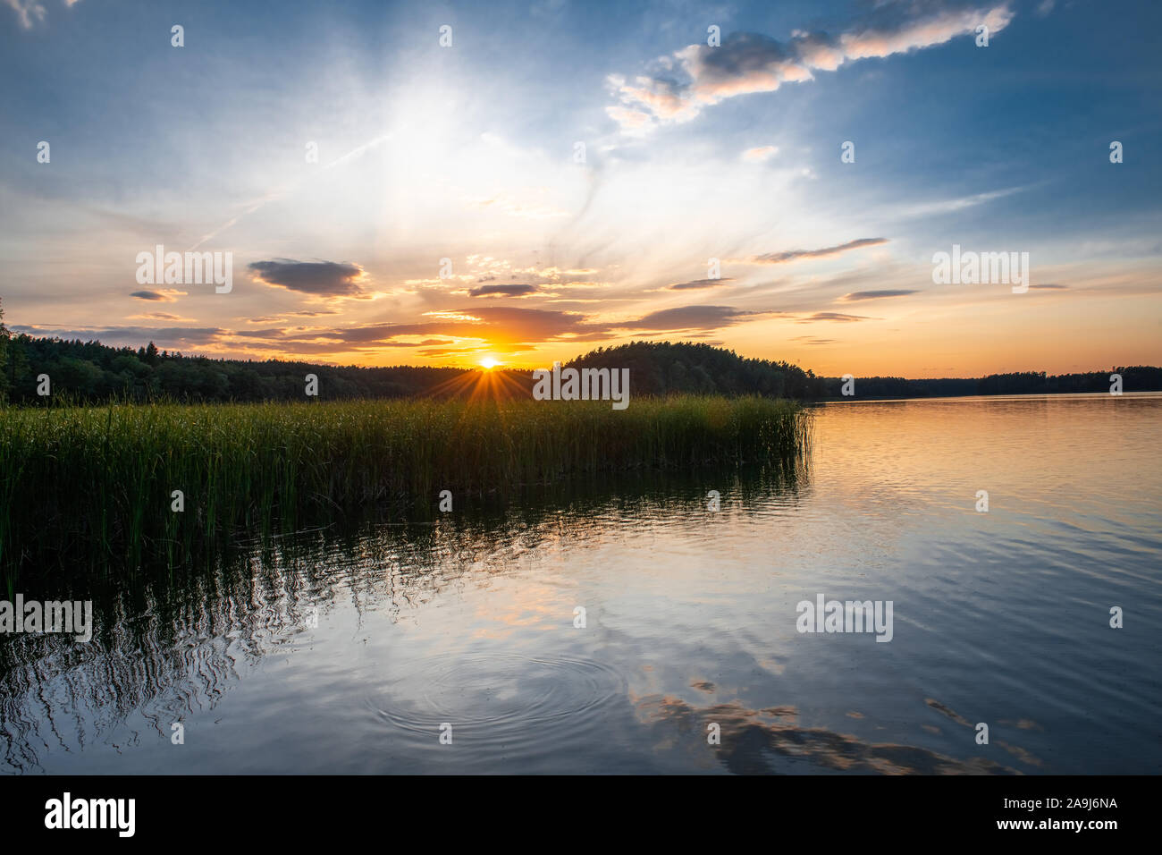 Sosno Lake, Kuyavian-Pomeranian Voivodeship, Poland. Stock Photo