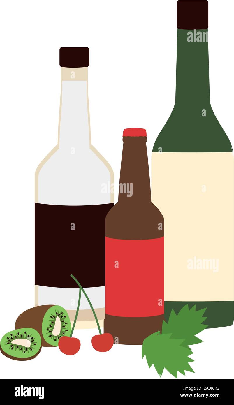 liquor bottles and fruits, flat design Stock Vector Image & Art - Alamy