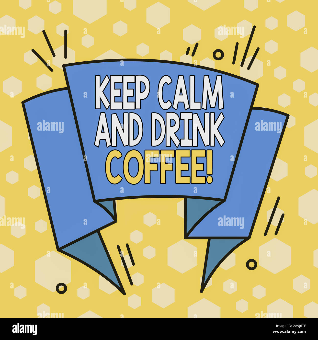 Word writing text Keep Calm And Drink Coffee. Business photo showcasing encourage demonstrating to enjoy caffeine drink and relax Asymmetrical uneven Stock Photo