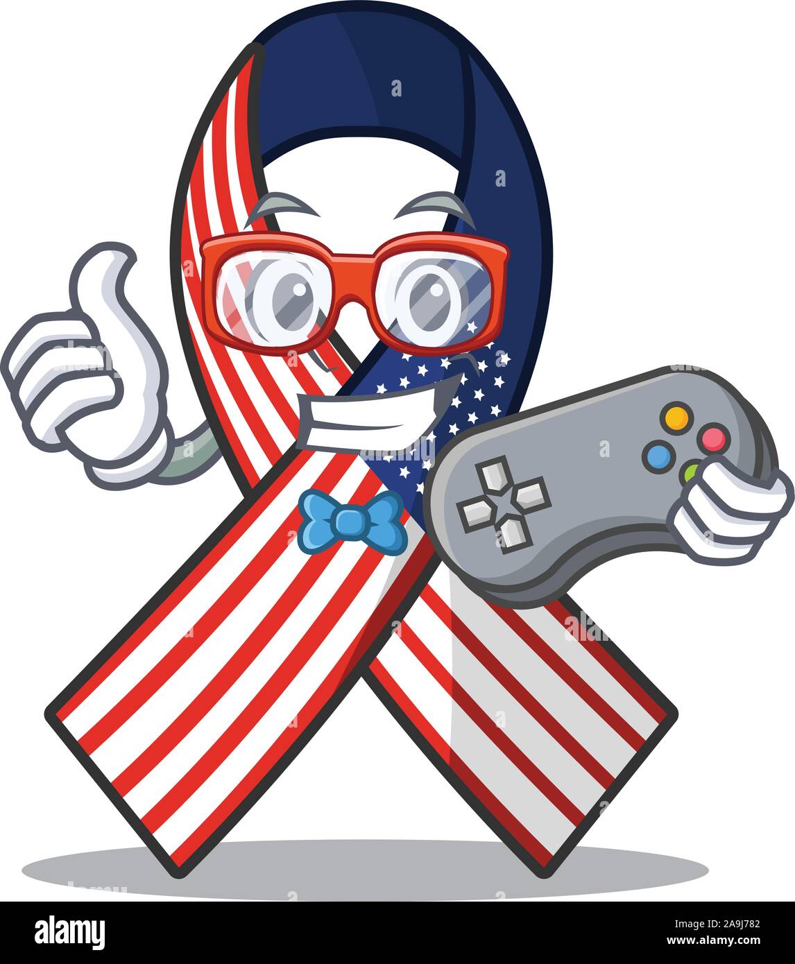 Mascot usa ribbon holding gamer in the character Stock Vector Image ...