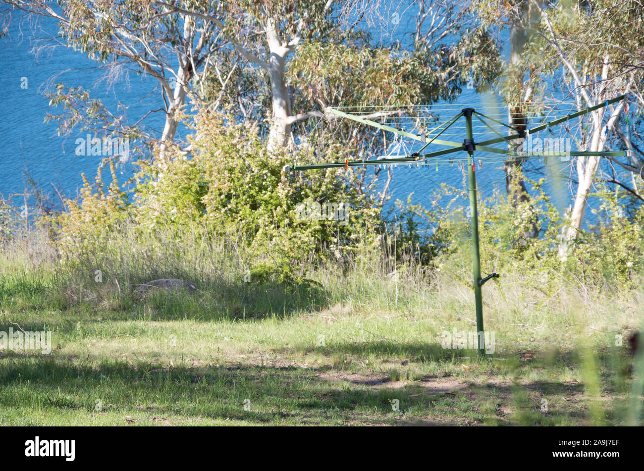 Spinning clothes line in Australia by a local lake Stock Photo Alamy