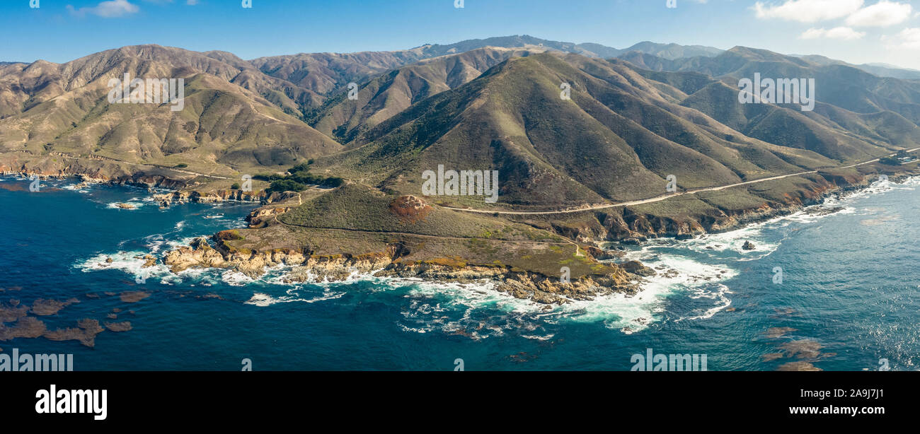 aerial view of northern California coastline near Monterey, Big Sur, California, USA, Pacific Ocean Stock Photo