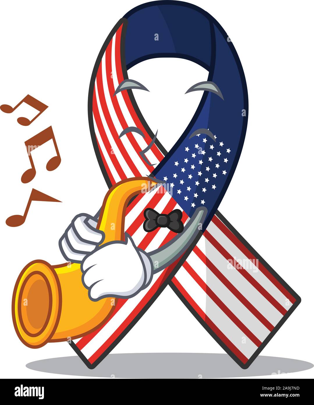 Mascot usa ribbon with trumpet in the character Stock Vector Image ...