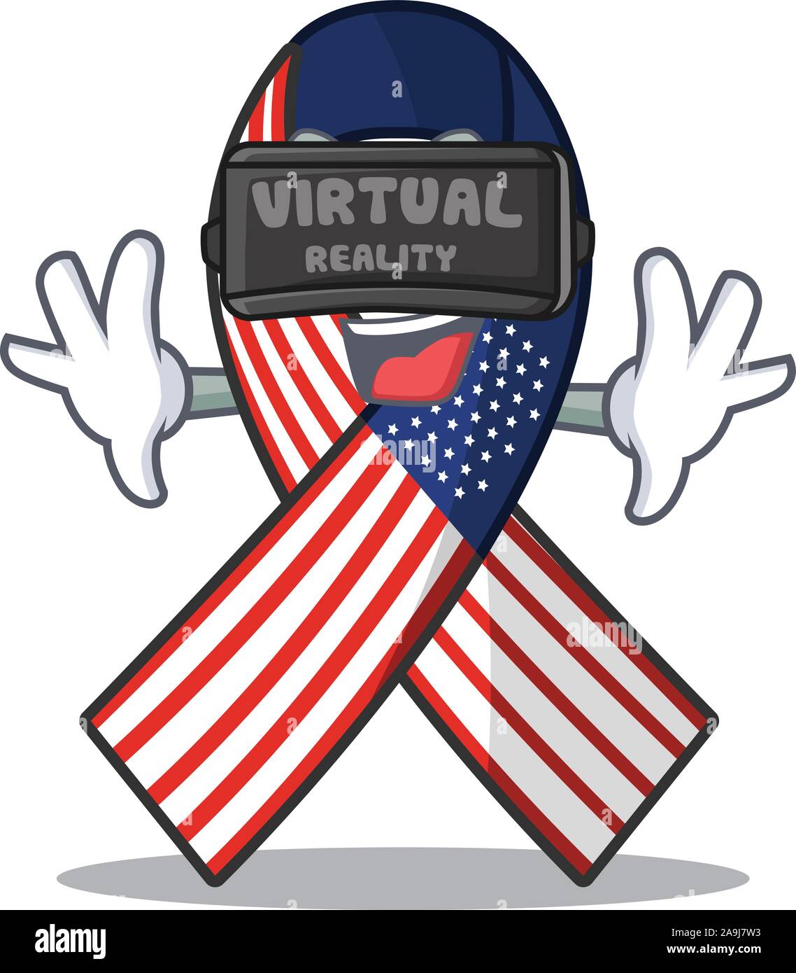 Mascot usa ribbon virtual reality in the character Stock Vector Image
