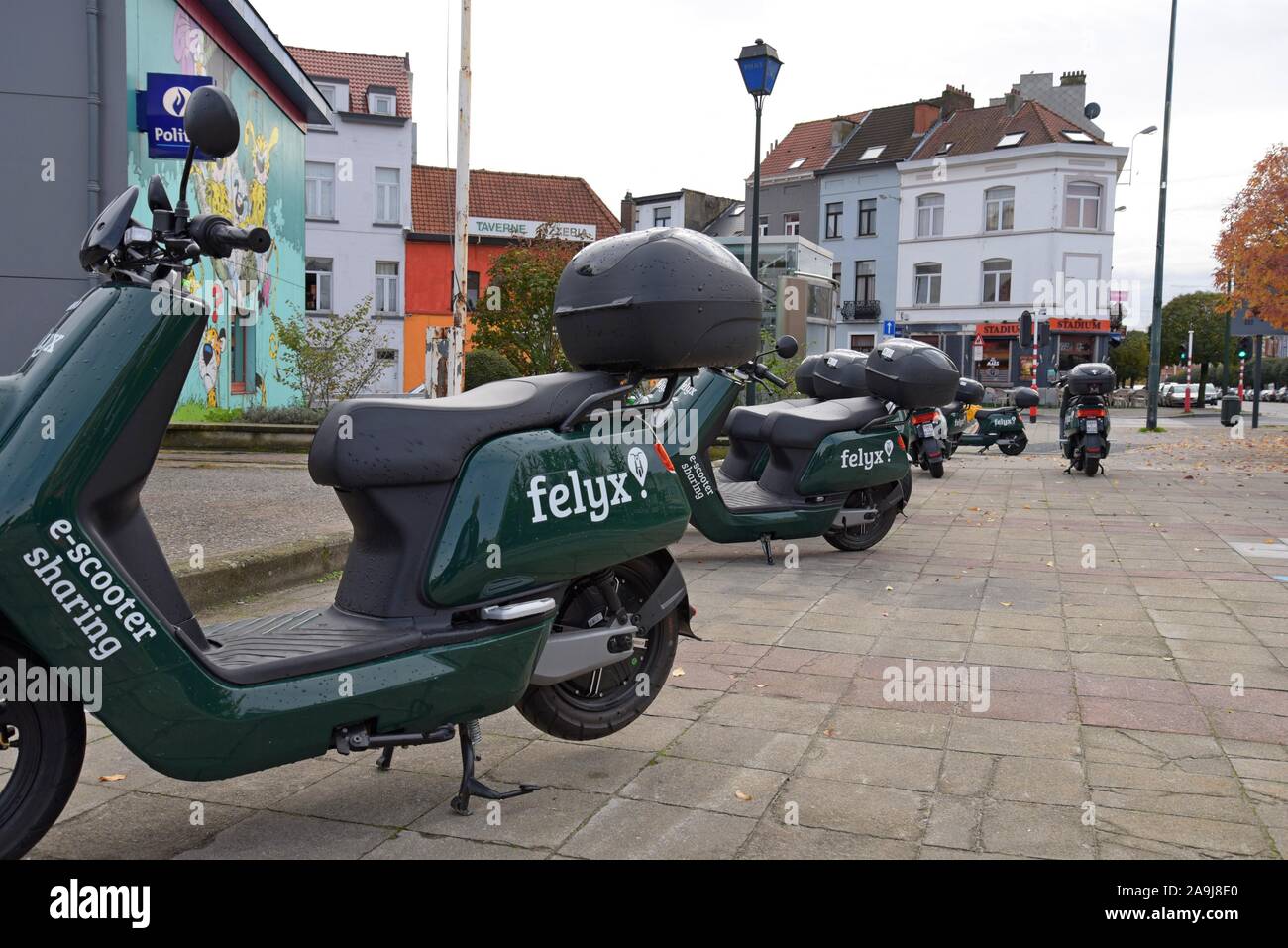Felyx! e-scooters parked on the pavement on Avenue Houba de Strooper,  Brussels, Belgium Stock Photo - Alamy