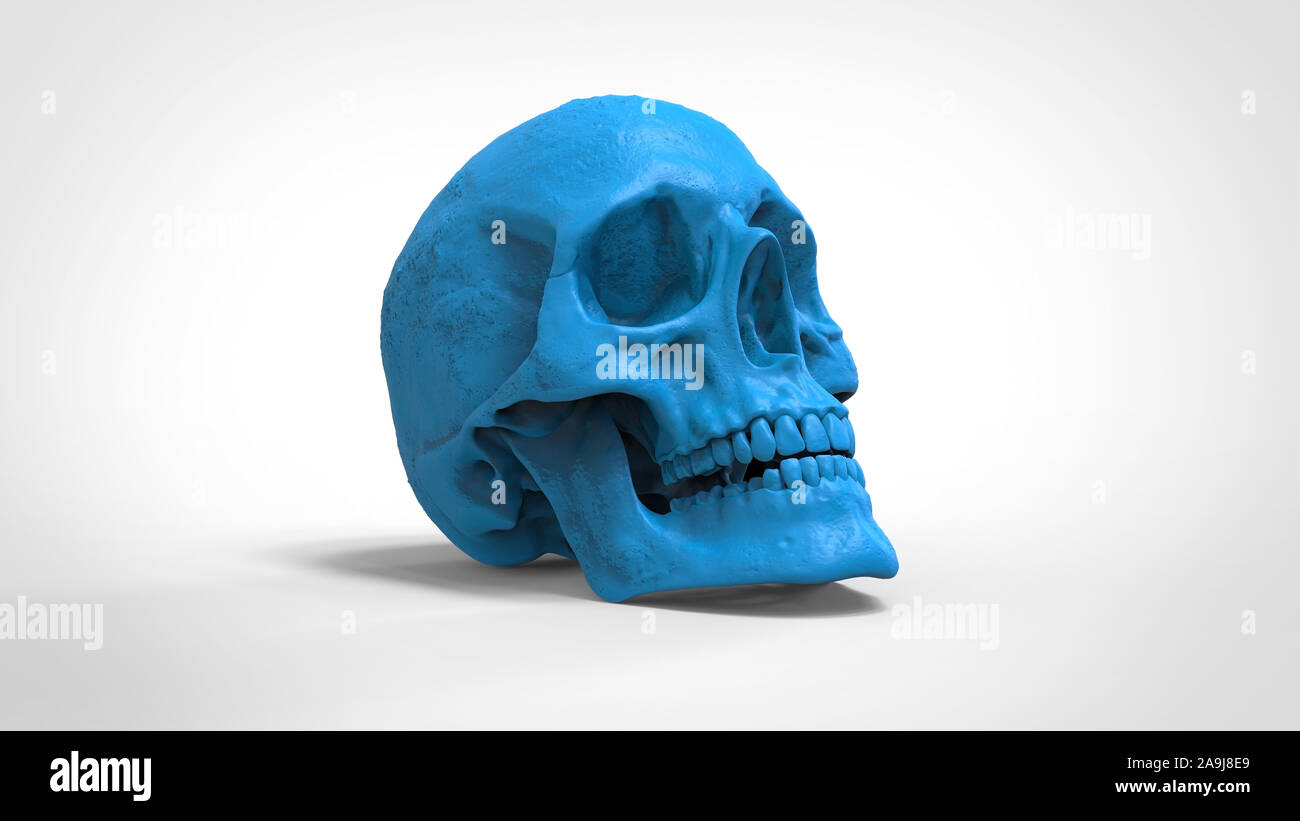 Skull ABS 3d printed model  isolated background3d render Stock Photo