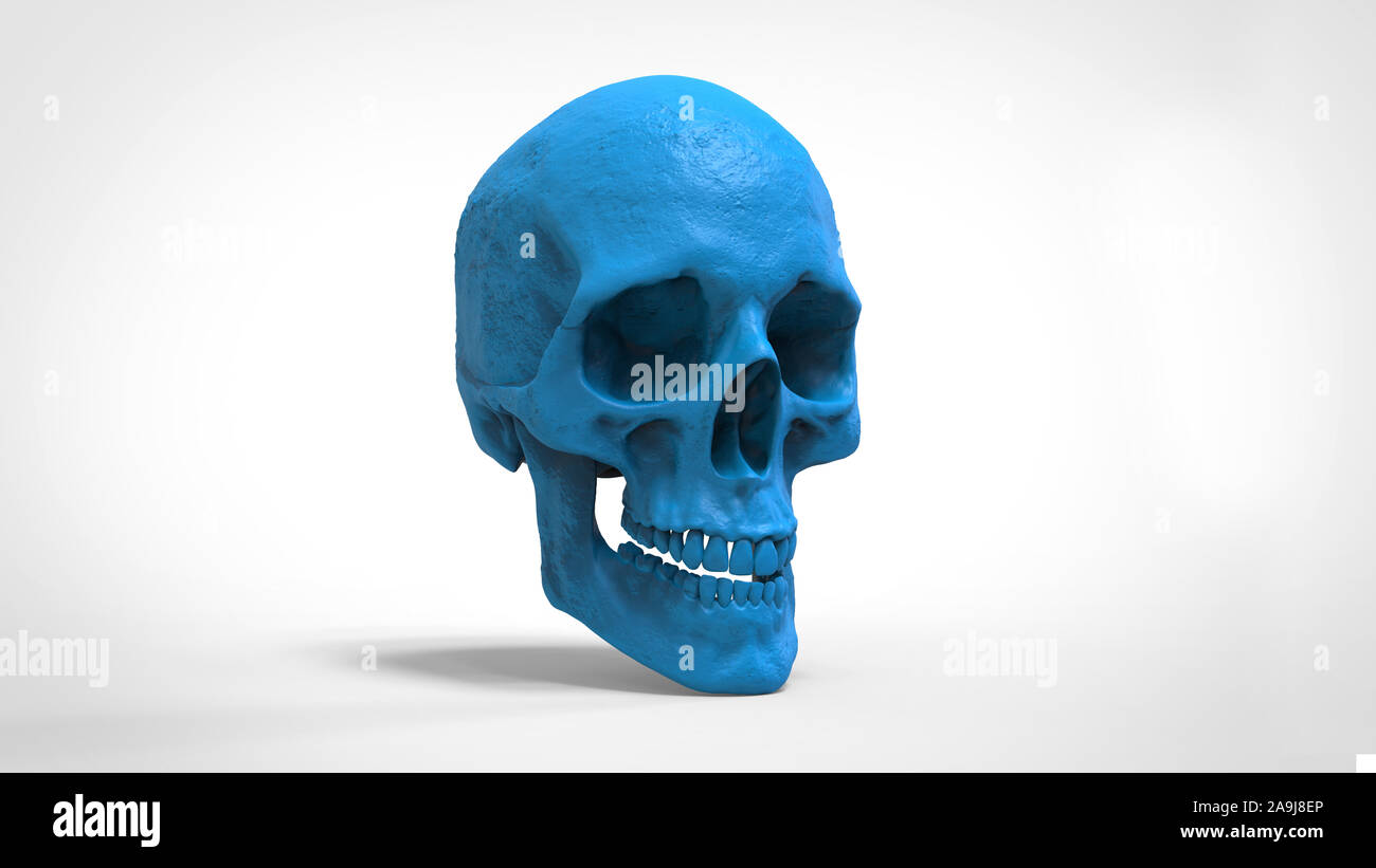 Skull ABS 3d printed model  isolated background3d render Stock Photo