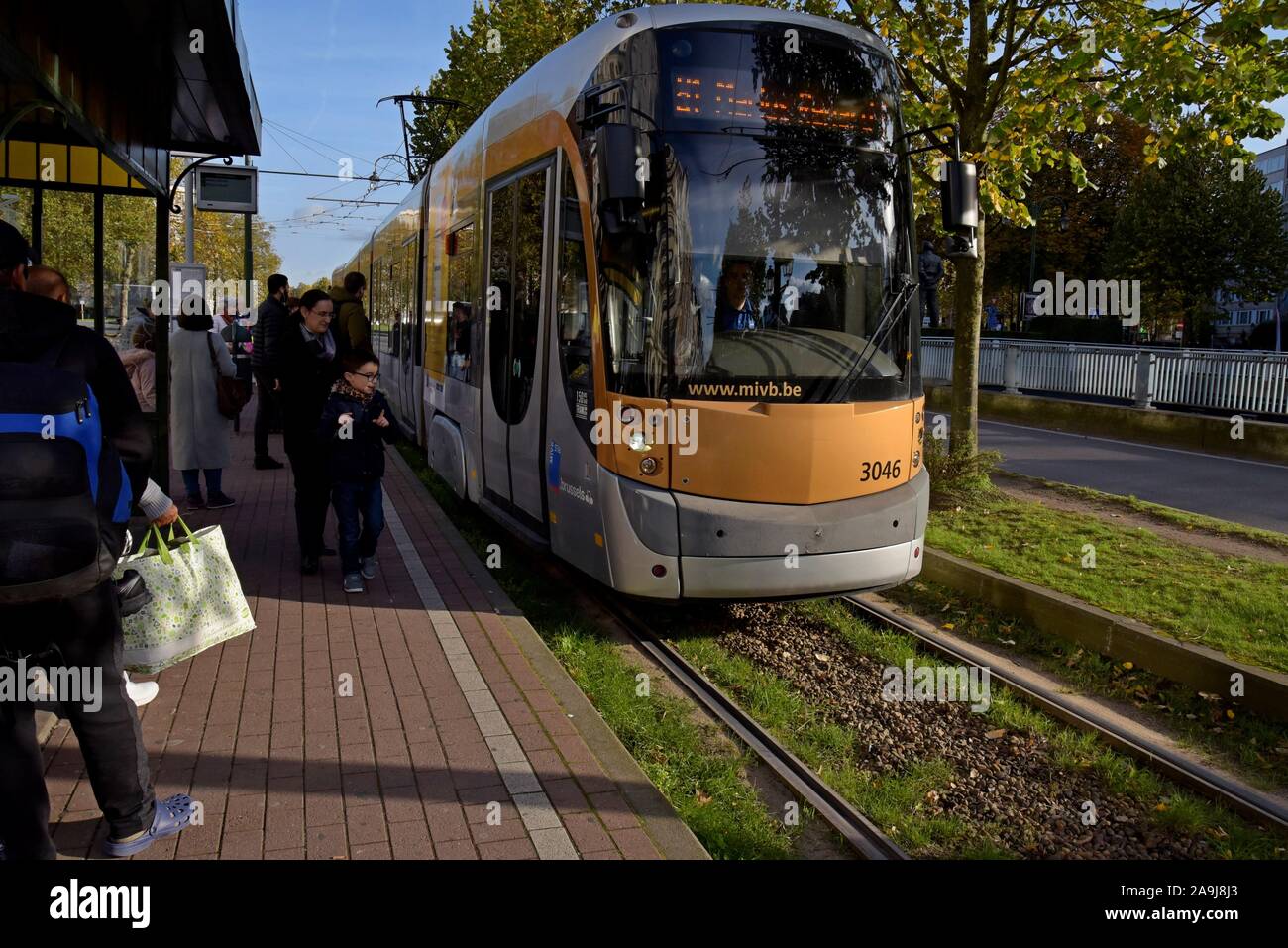 at the Montgomery square terminus of tram route 81 on the Avenue De  Tervueren, Brussels, Belgium Stock Photo - Alamy