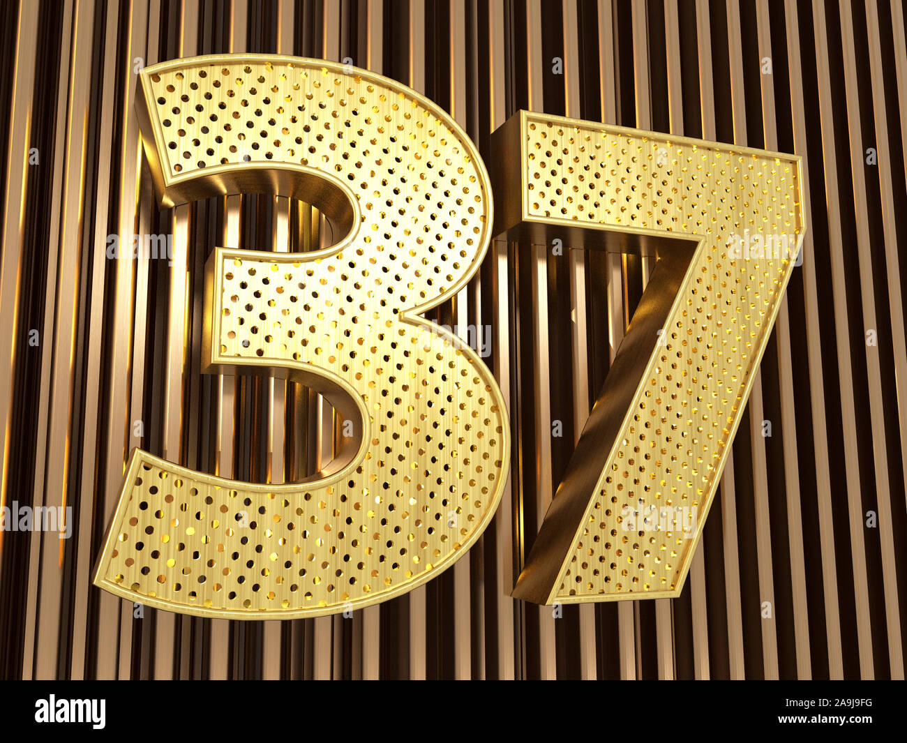 number 37 (number thirty seven) perforated with small holes on the