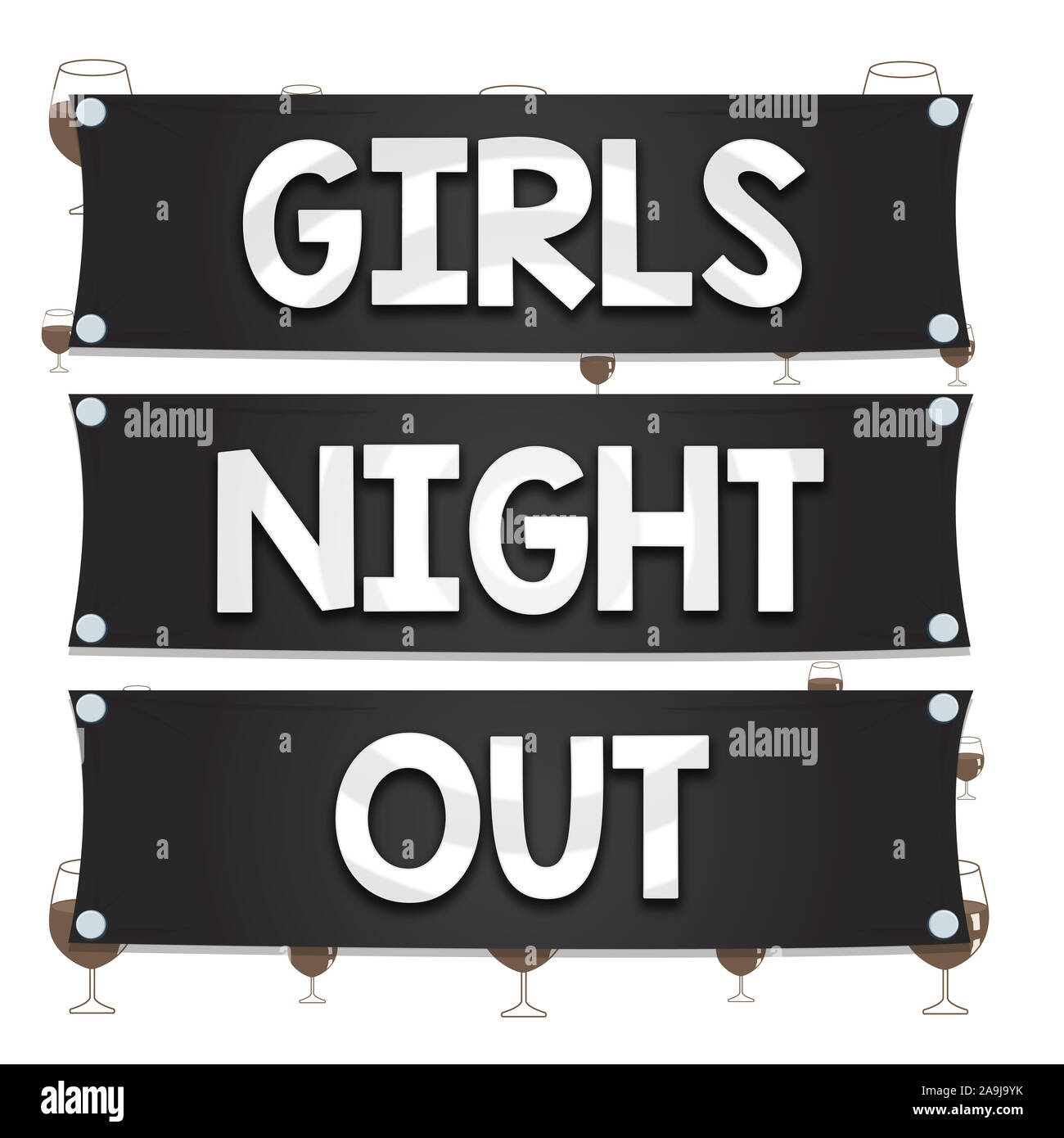 Text sign showing Girls Night Out. Business photo text Freedoms and free mentality to the girls in modern era Wooden panel attached nail colorful back Stock Photo