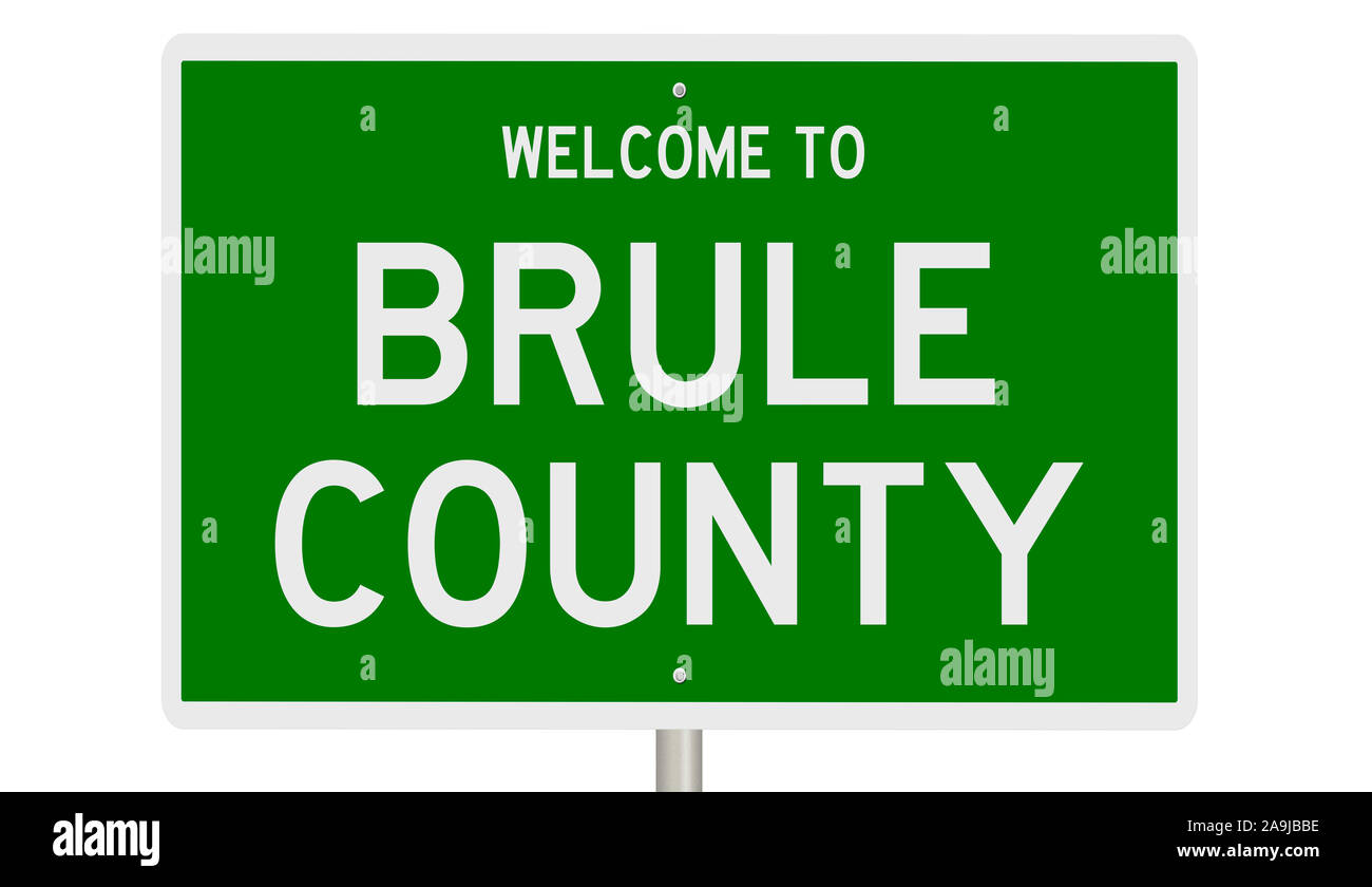 Rendering of a green 3d highway sign for Brule County Stock Photo Alamy