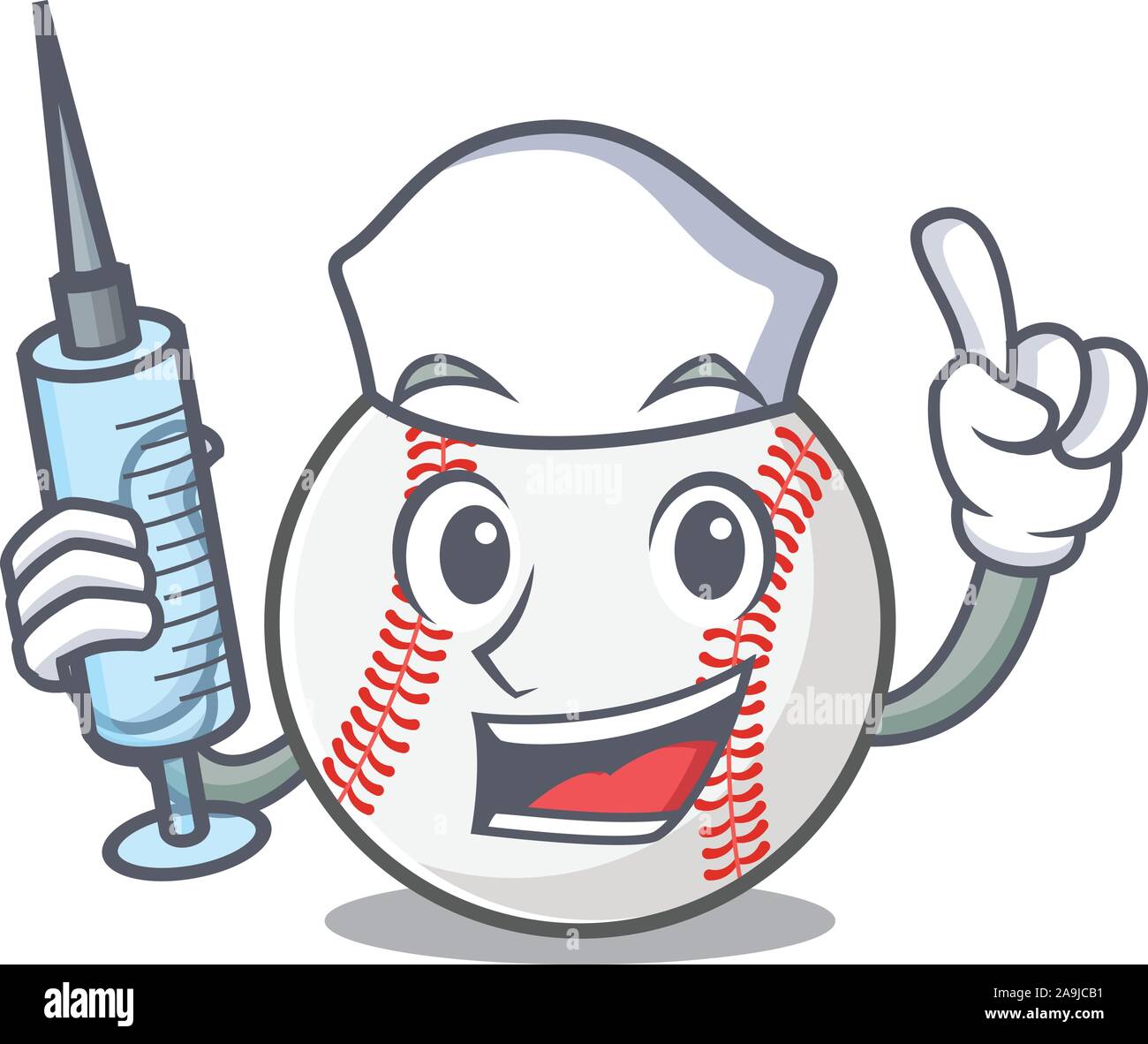 Mascot cartoon baseball the in nurse shape Stock Vector