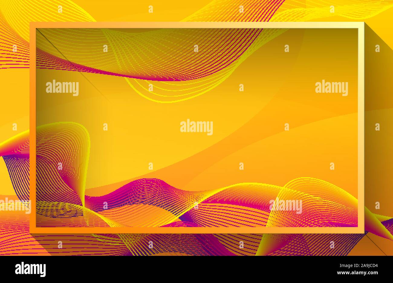 Frame template design with yellow background illustration Stock Vector