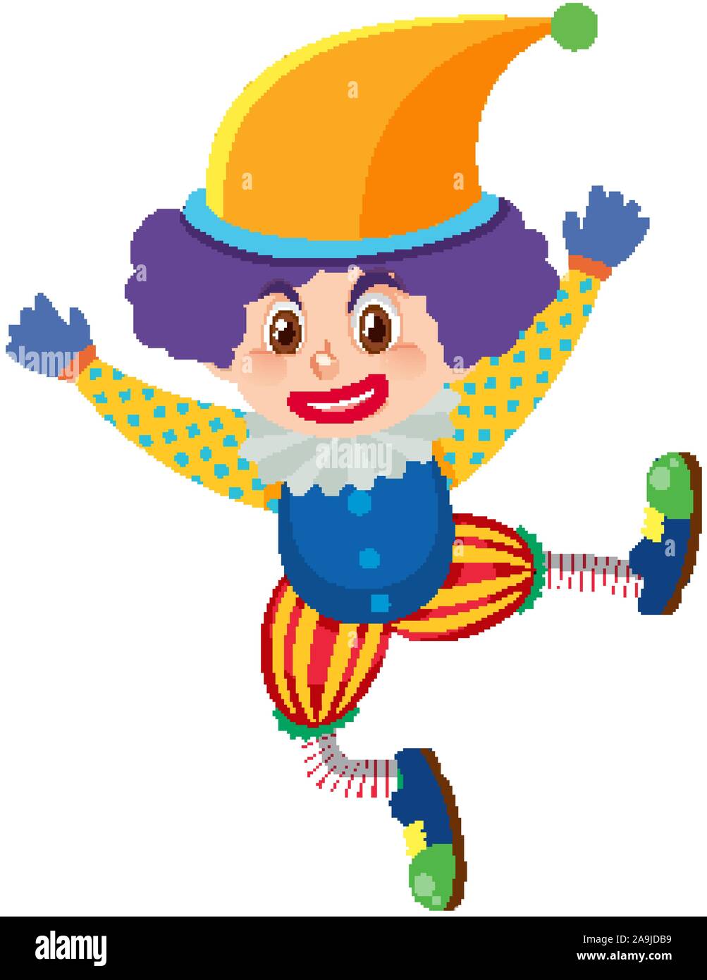 Single character of happy clown on white background illustration Stock ...