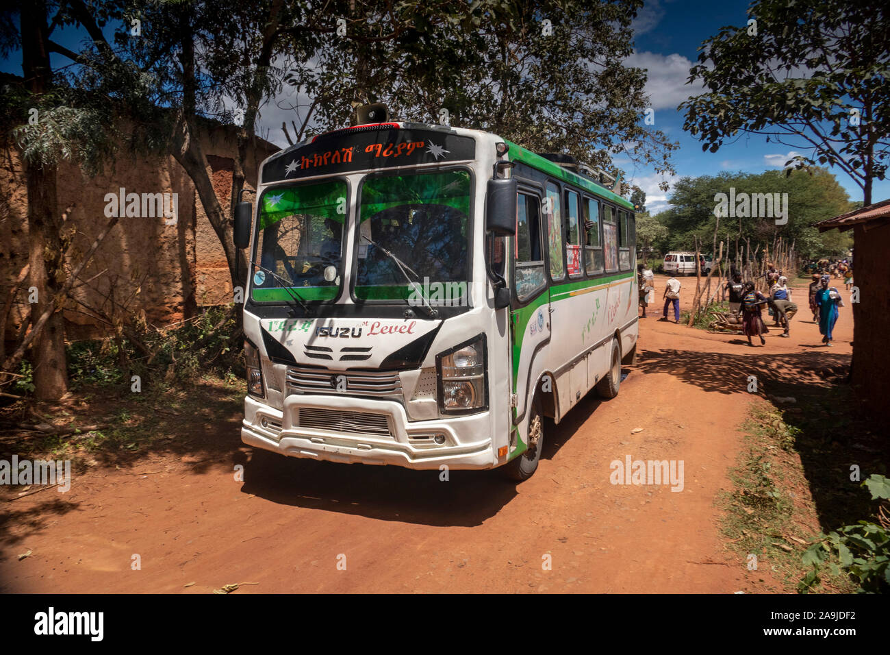 Ethiopia, South Omo, Key Afer, Thursday Market, transport, local bus on road to market Stock Photo