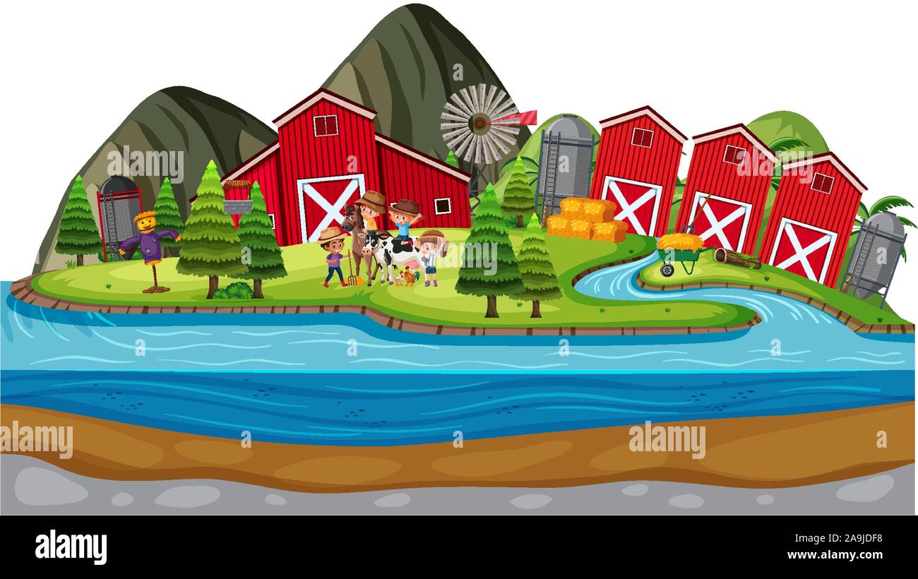 Background scene of farmers on the farm illustration Stock Vector Image ...