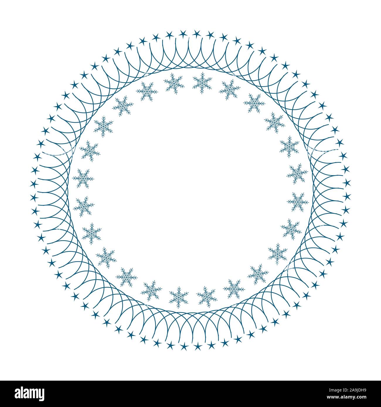 Set of vector decorative frames for Christmas and New Year with snowflakes on a white background. Stock Vector