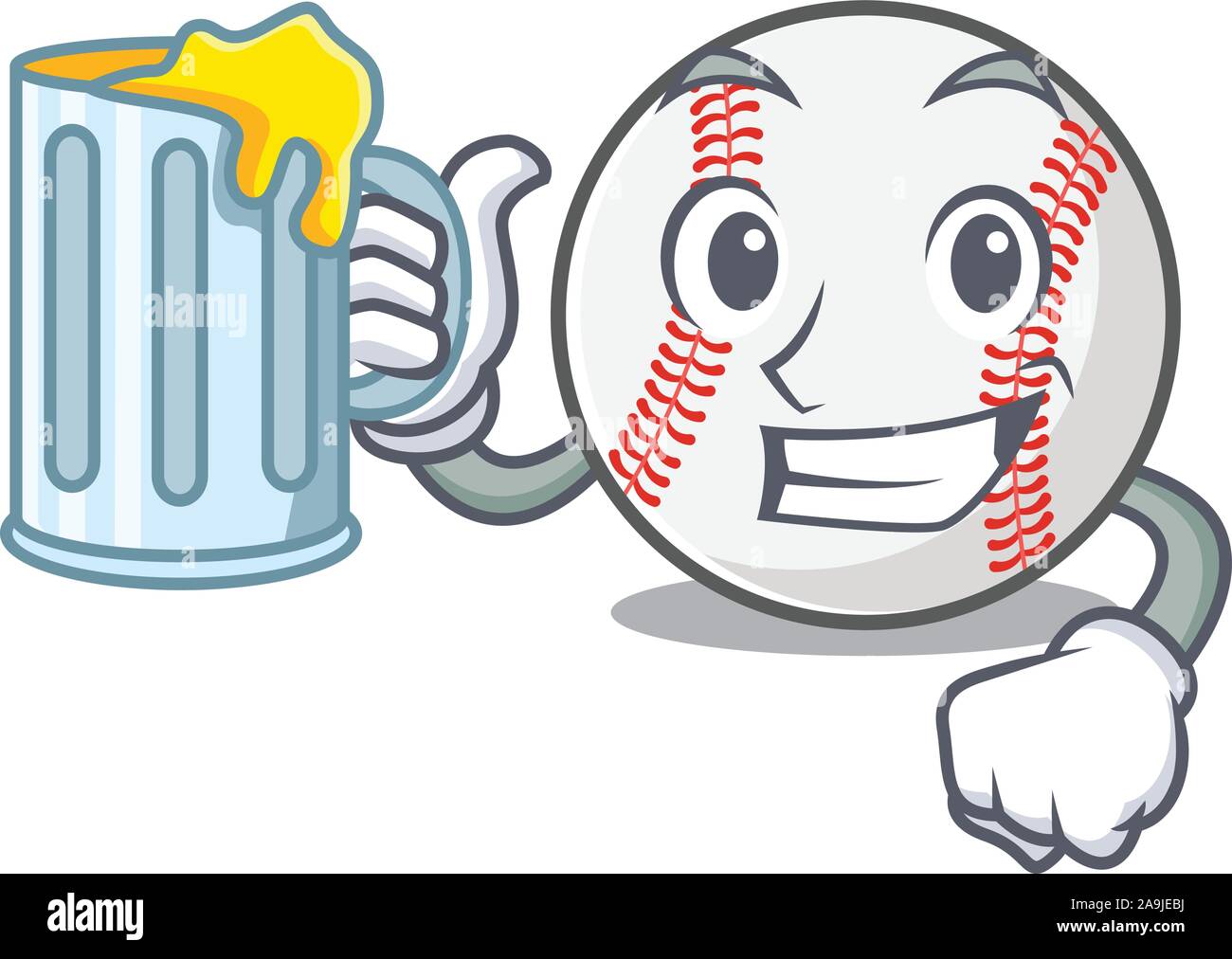 Character isolated baseball with a holding juice cute Stock Vector