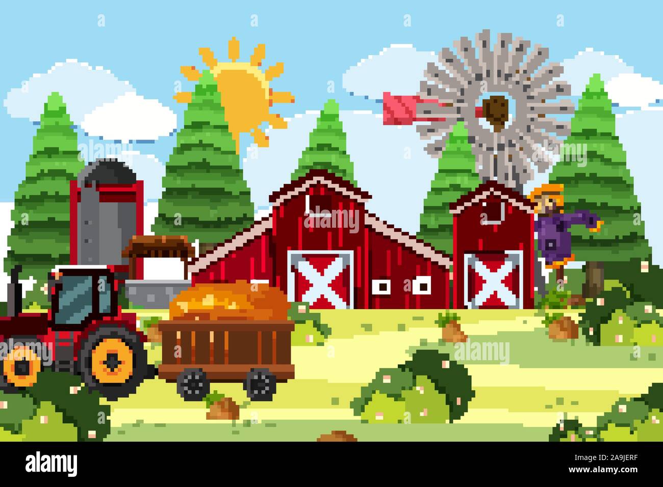 An outdoor scene with farm illustration Stock Vector Image & Art - Alamy