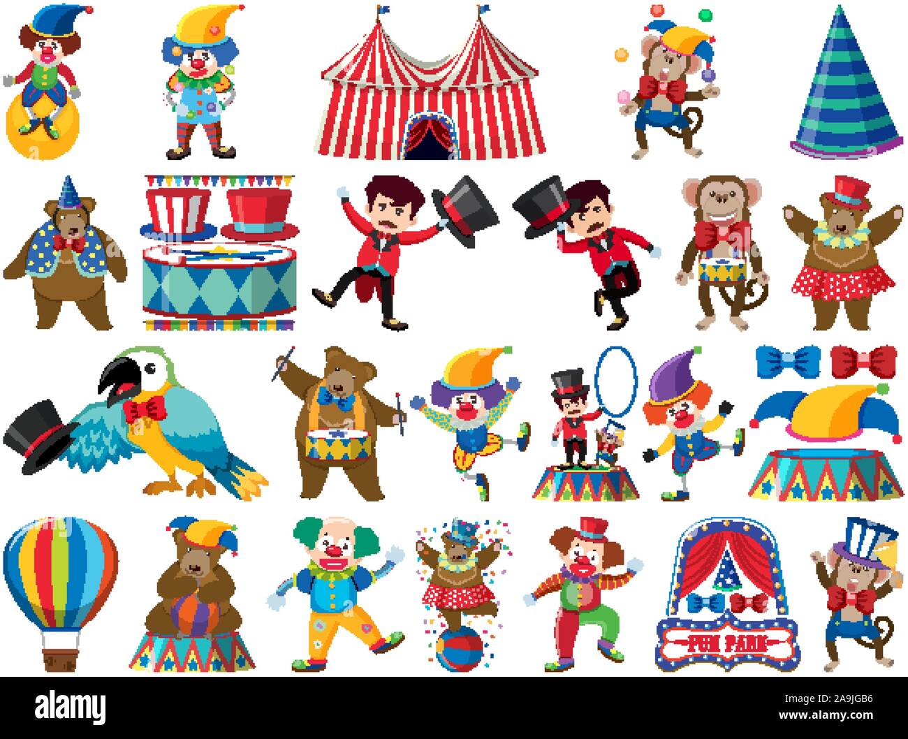 Large set of isolated objects of circus illustration Stock Vector Image ...