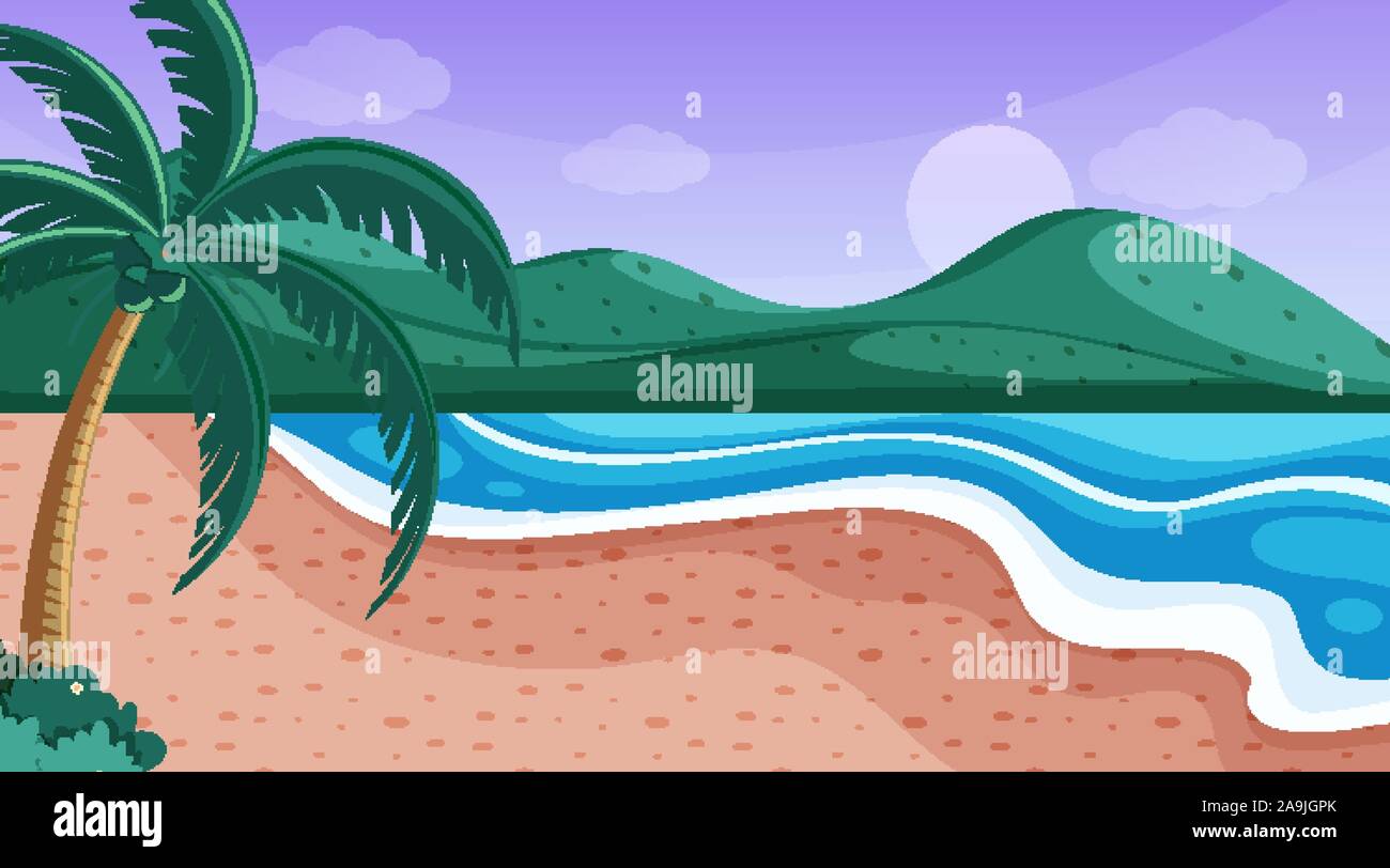 Nature scene with beach at the ocean illustration Stock Vector Image ...