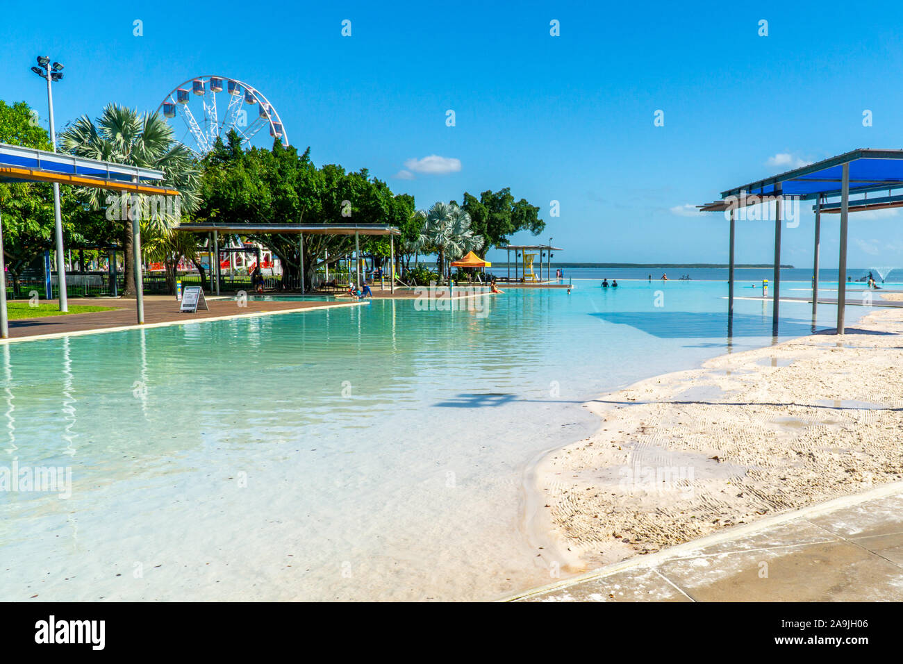 a pool, which is called a lagoon, I find directly at the beach of a city in the north of Australia. Stock Photo