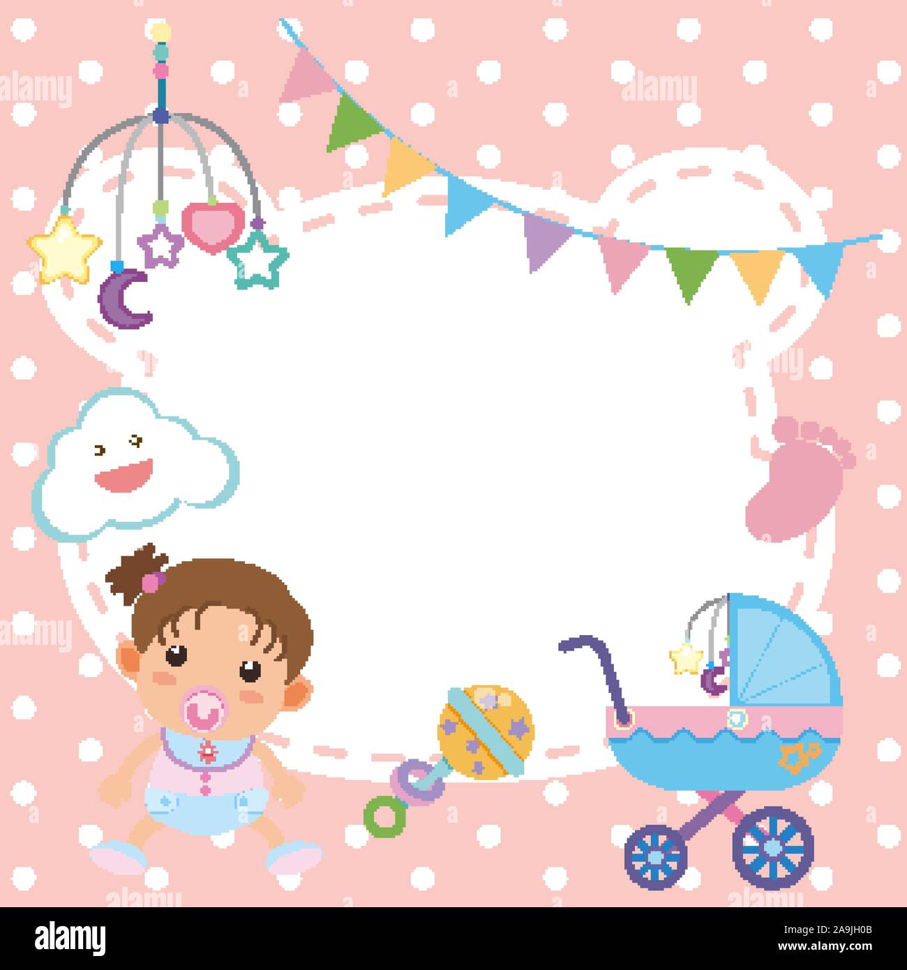 Frame template design with baby girl illustration Stock Vector Image & Art  - Alamy