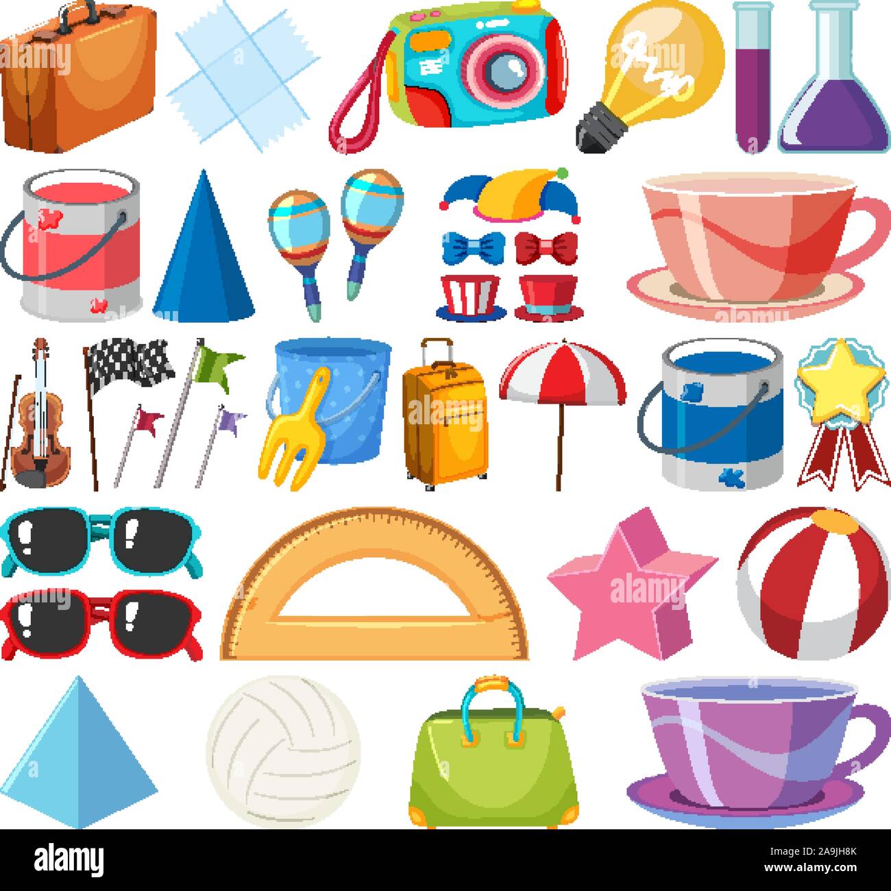 Set of isolated objects theme school items illustration Stock Vector ...