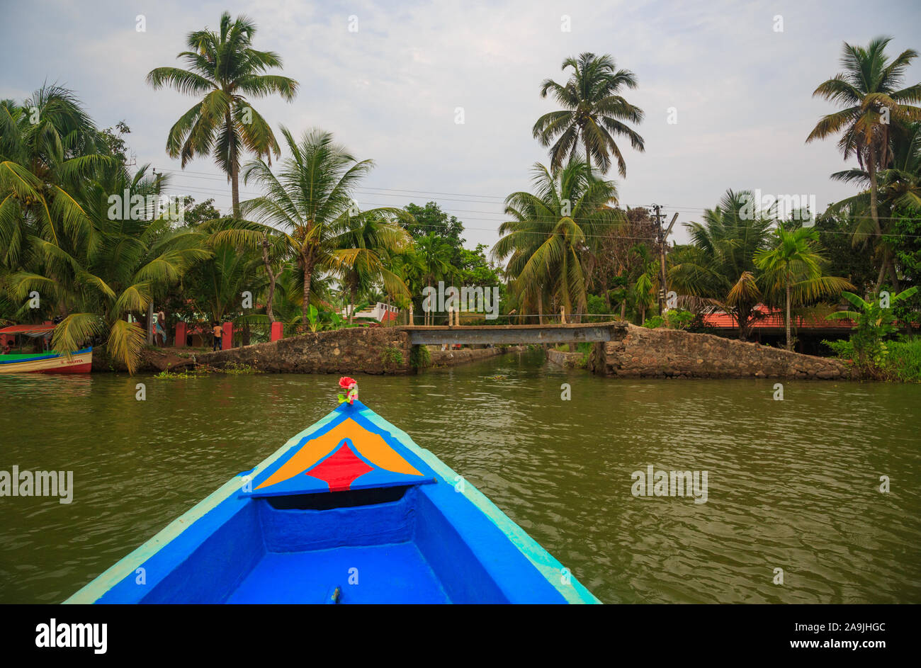 A scene from a village in the Alleppey backwater area (Kerala, India) Stock Photo