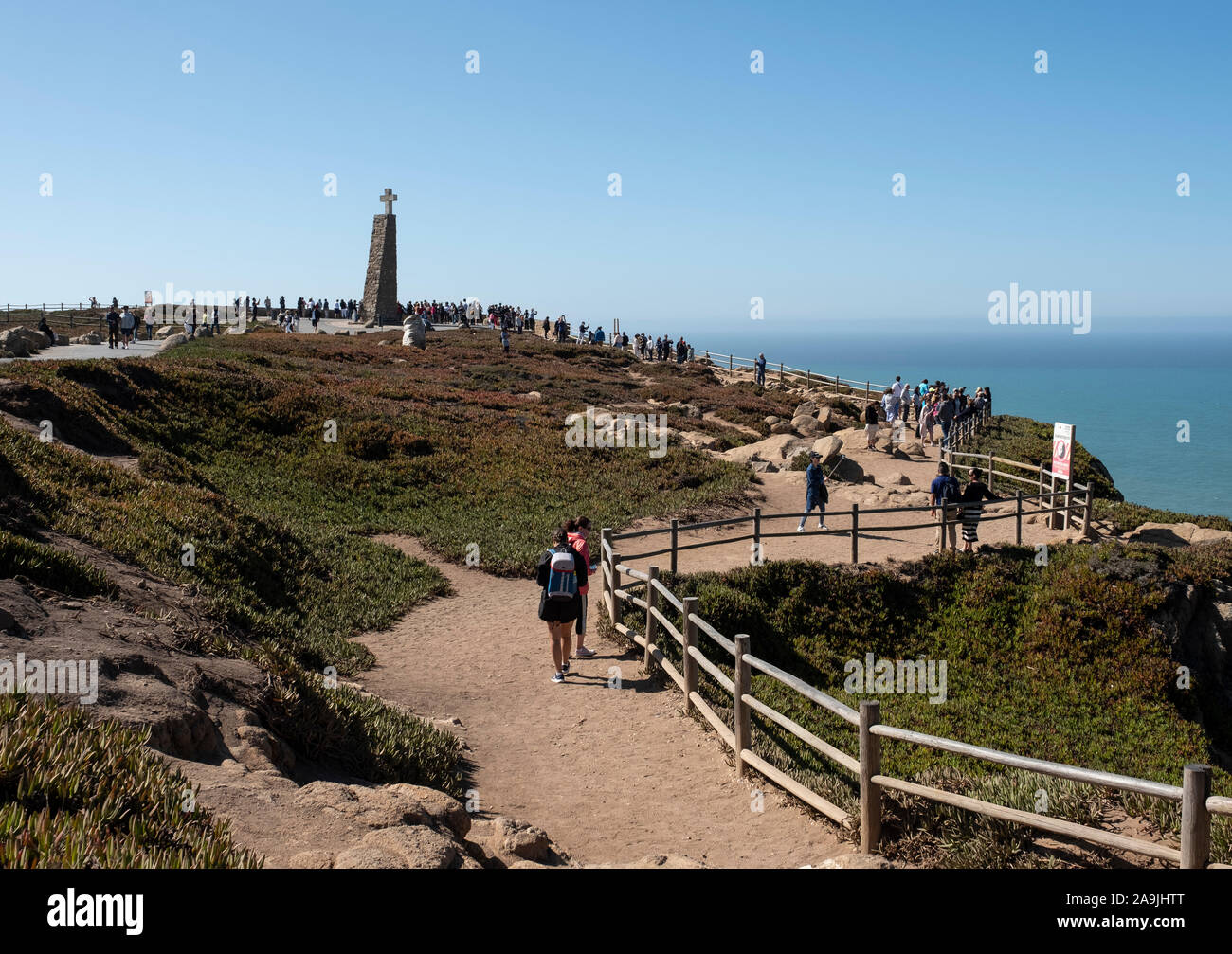 Th panoramic view of the monument on the rugged coast and granite ...