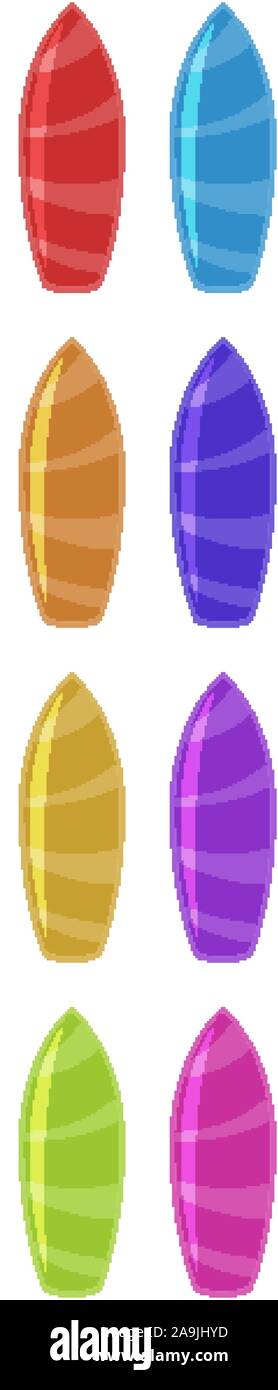 Set of surfboard in different colors illustration Stock Vector Image ...