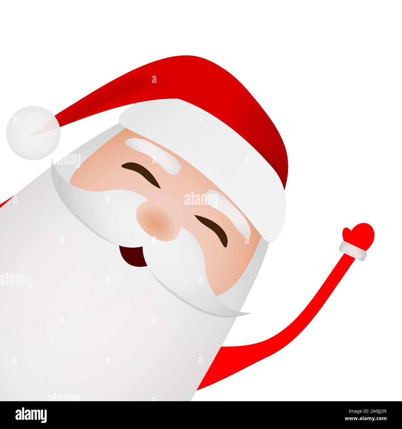 Cartoon funny santa claus waving hand isolated on white Stock Vector ...