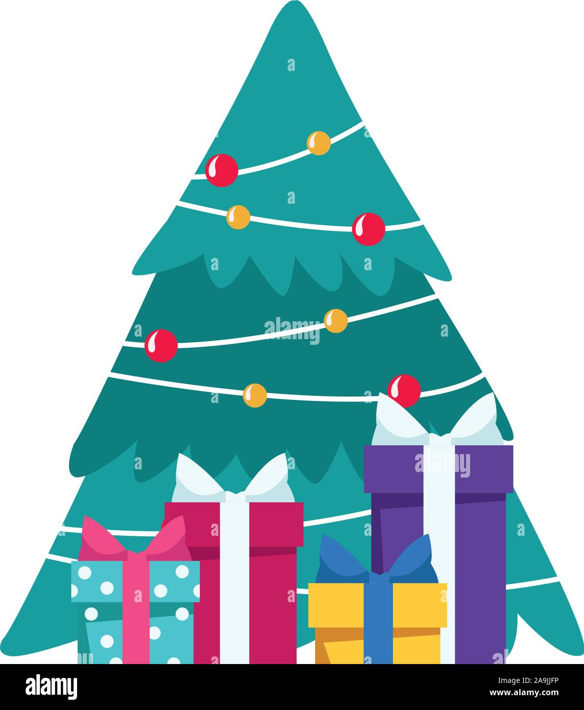christmas tree with gift boxes Stock Vector Image & Art - Alamy