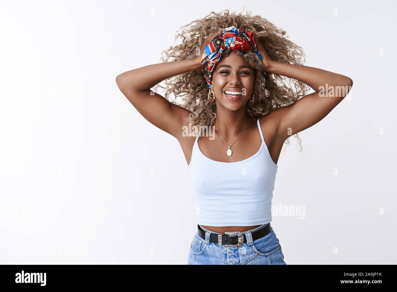 Relaxed And Healthy Carefree Enthusiastic African Female With