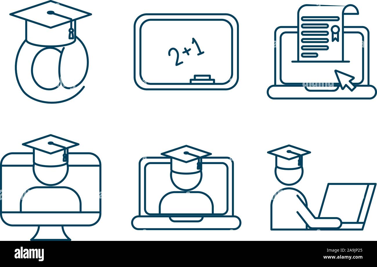 bundle of graduation and elearning icons Stock Vector Image & Art - Alamy