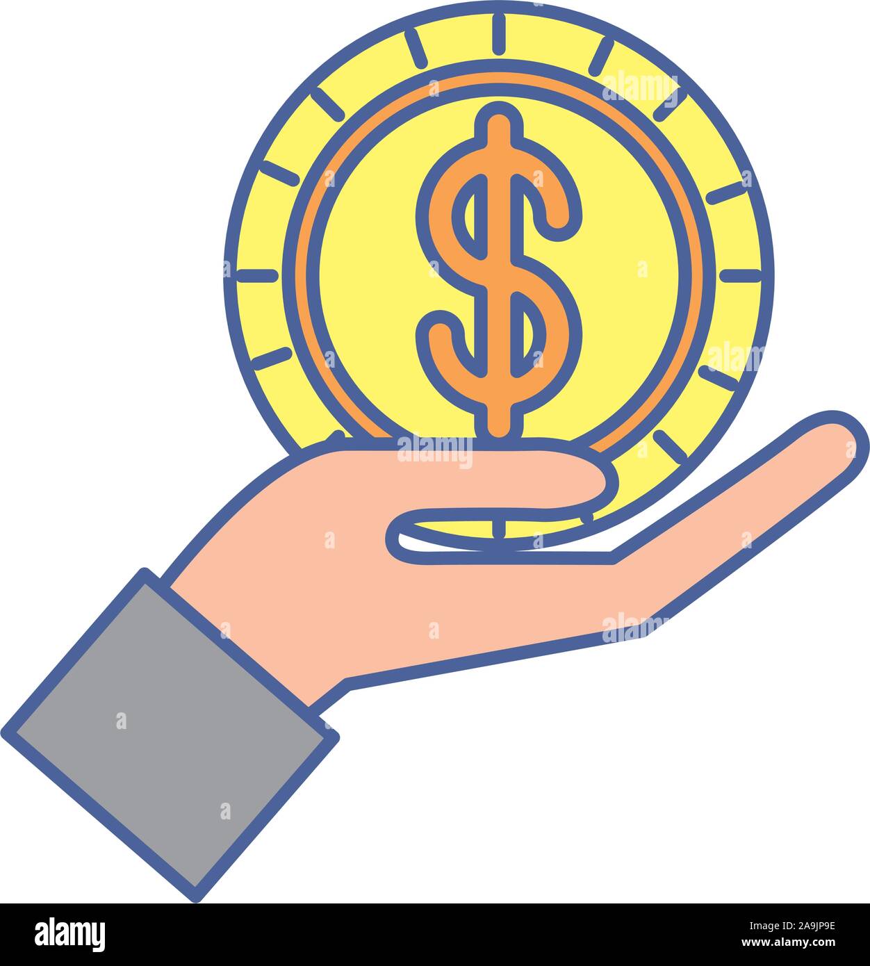 hand with coin money dollar Stock Vector Image & Art - Alamy