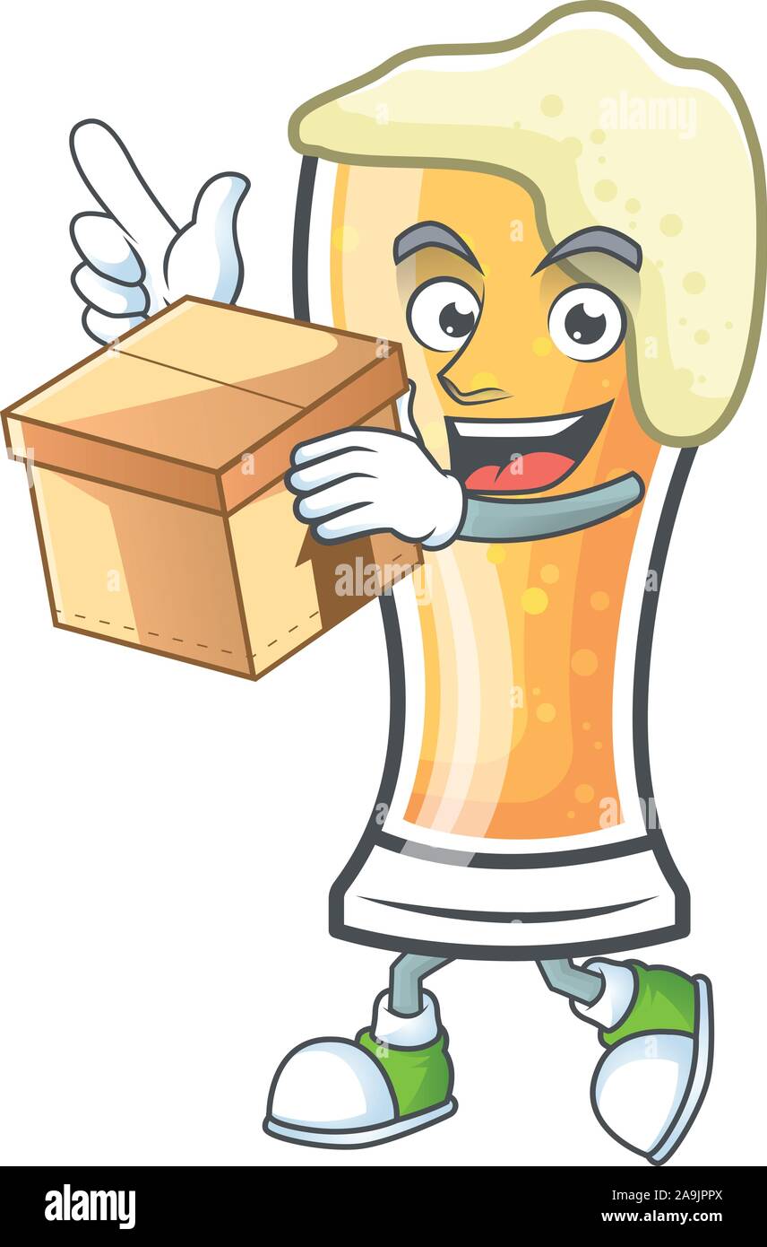 Mascot a with bring box in the cartoon beer glass Stock Vector Image ...