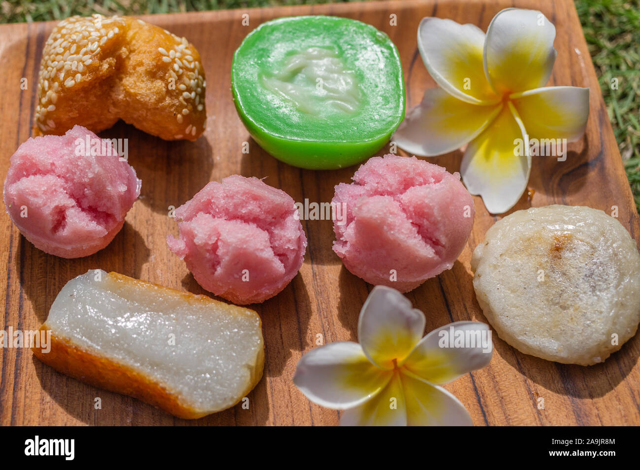 Assorted Indonesian Traditional Desserts Kue Talam Pandan Wingko Kue Apem Or Kue Kukus Or Kue Mangkok And Apem Kering Bali Indonesia Stock Photo Alamy