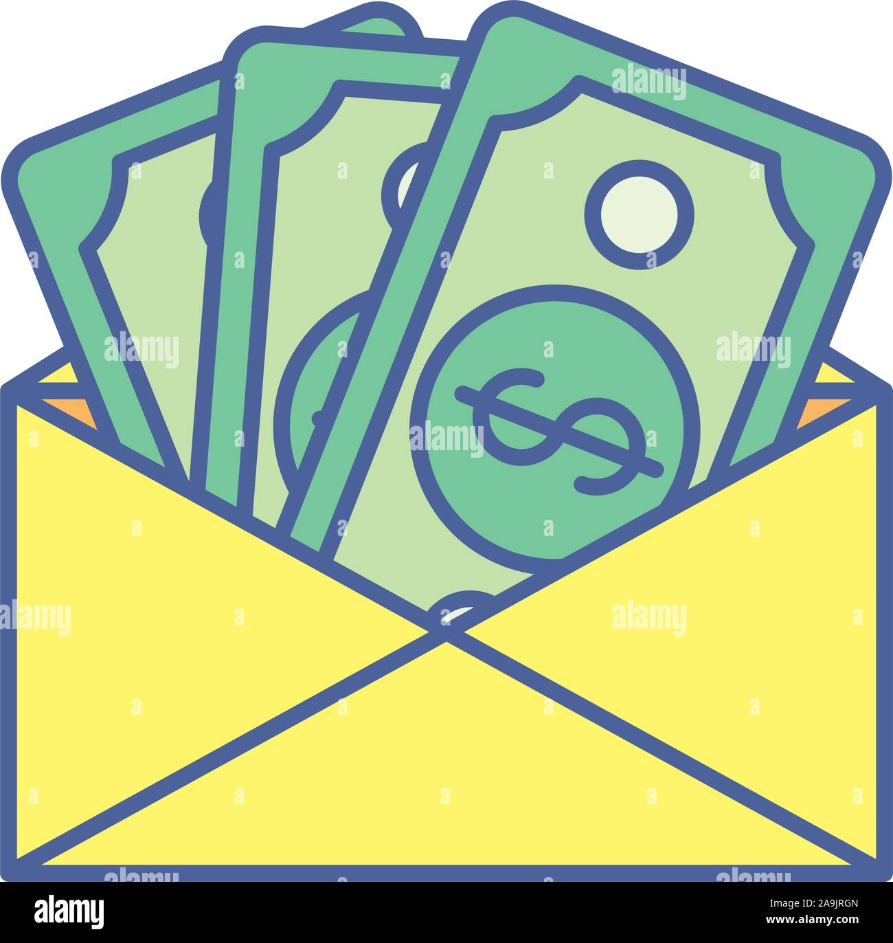 envelope with bills money dollars Stock Vector