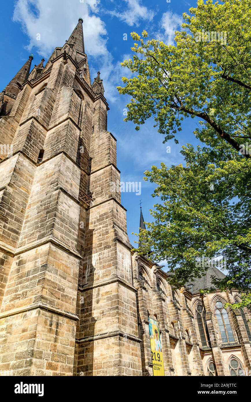 Hesse, Germany - The Church of St. Elisabeth in university town of Marburg an der Lahn is Marburg's most famous building. Stock Photo