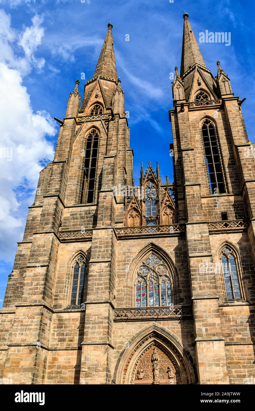 Hesse, Germany - The Church of St. Elisabeth in university town of Marburg an der Lahn is Marburg's most famous building. Stock Photo