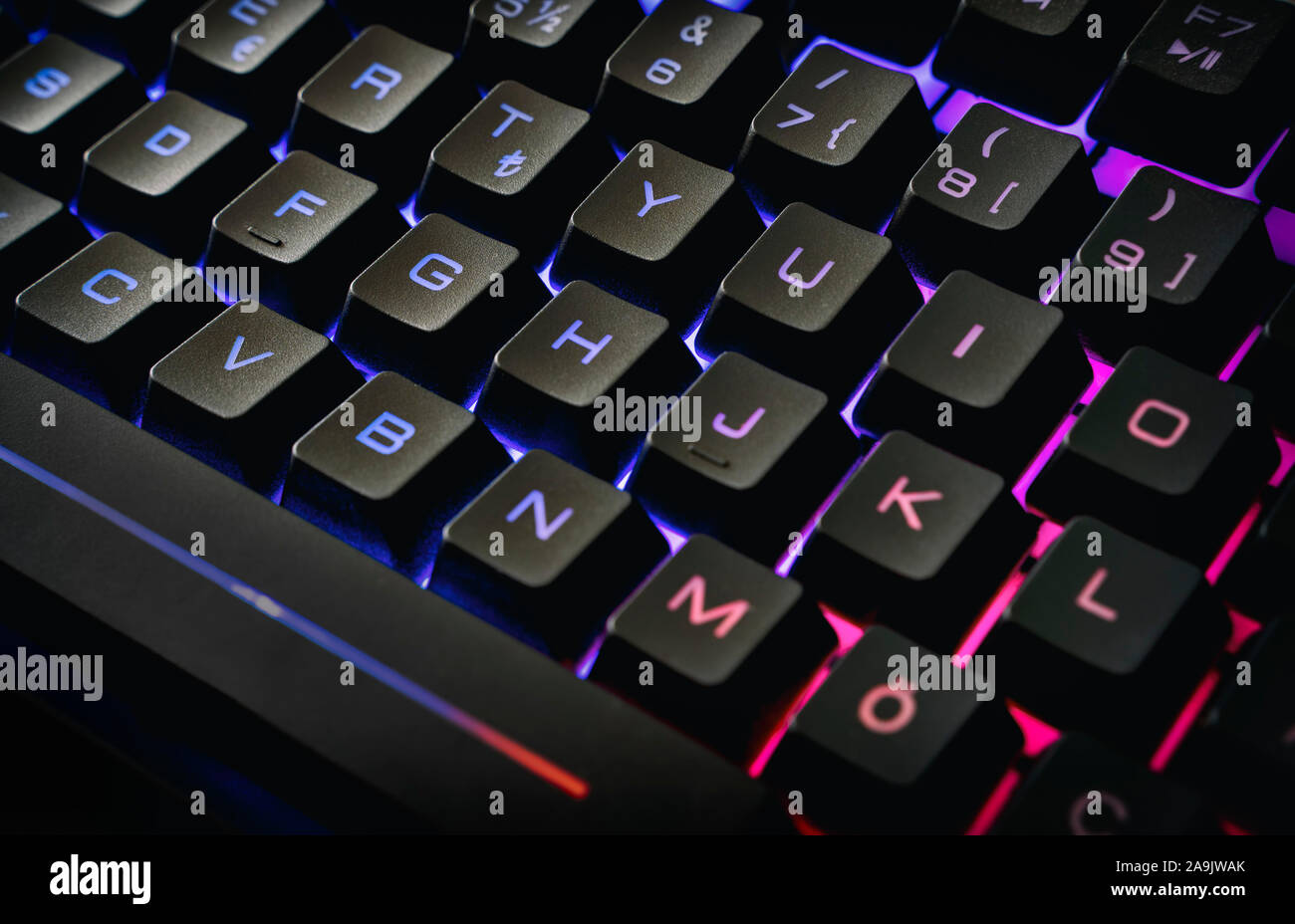 Close Up Shot Of A Gaming Keyboard With Rgb Led Lights Stock Photo - Alamy