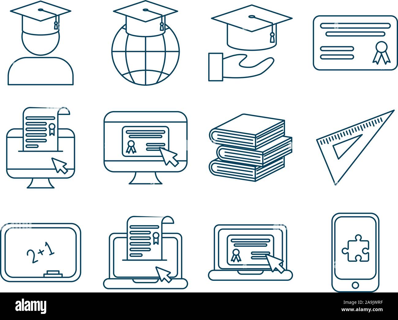 bundle of graduation and elearning icons Stock Vector Image & Art - Alamy