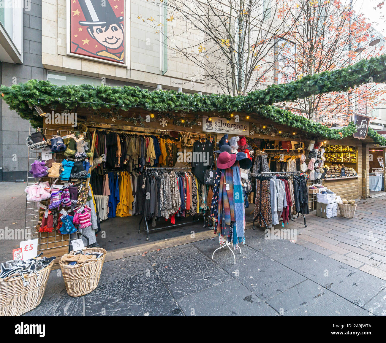 Glasgow Christmas Market 2019 in St Enoch Square Glasgow Scotland with stalls Stock Photo