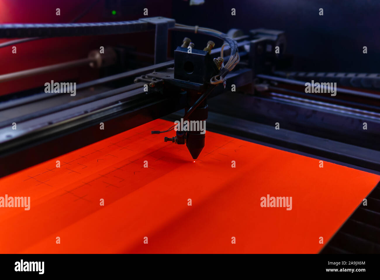 industrial laser cutter head during operation Stock Photo Alamy