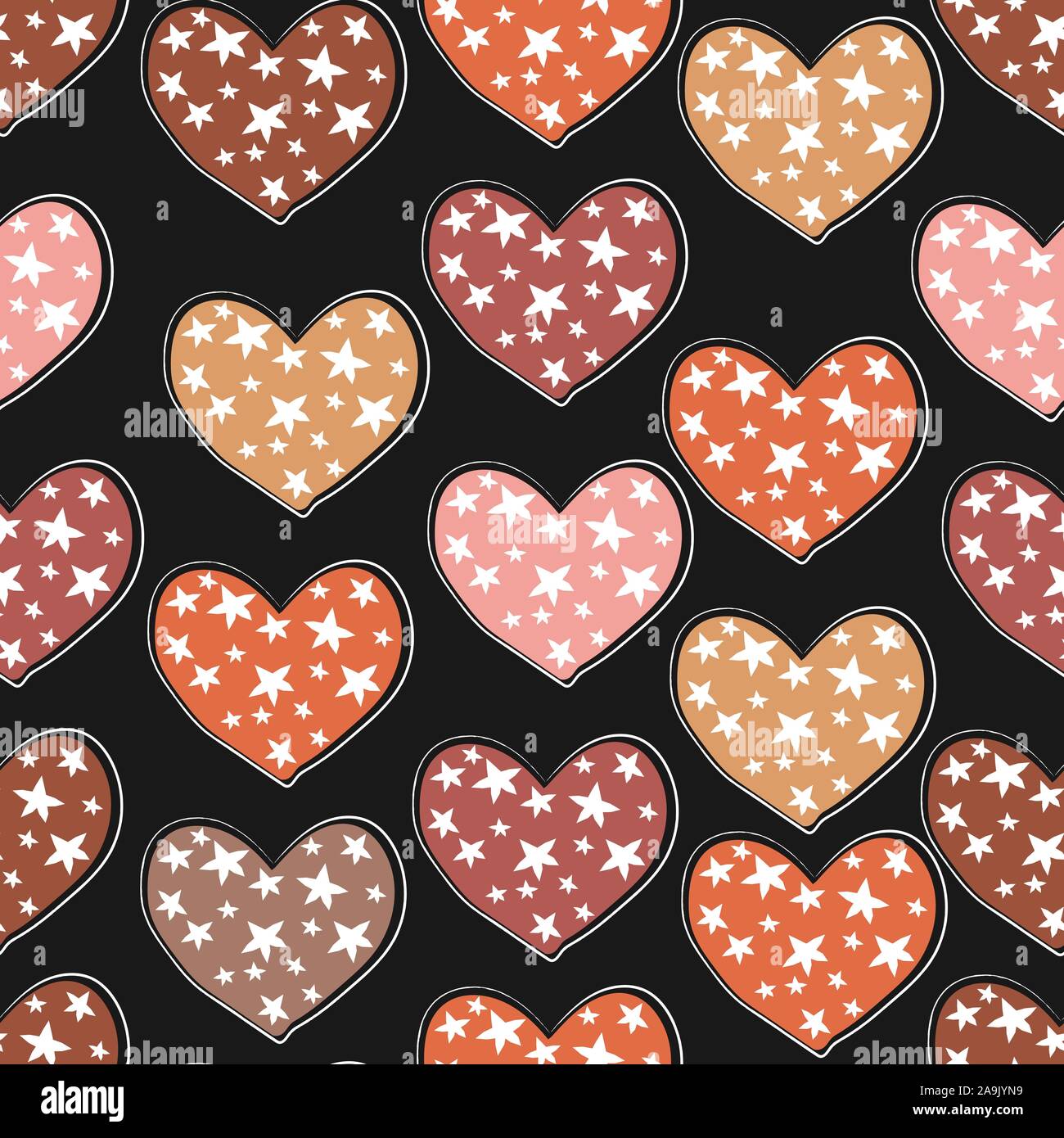 Seamless Pattern with Hearts. Scandinavian Style. Vector Illustration Stock Vector