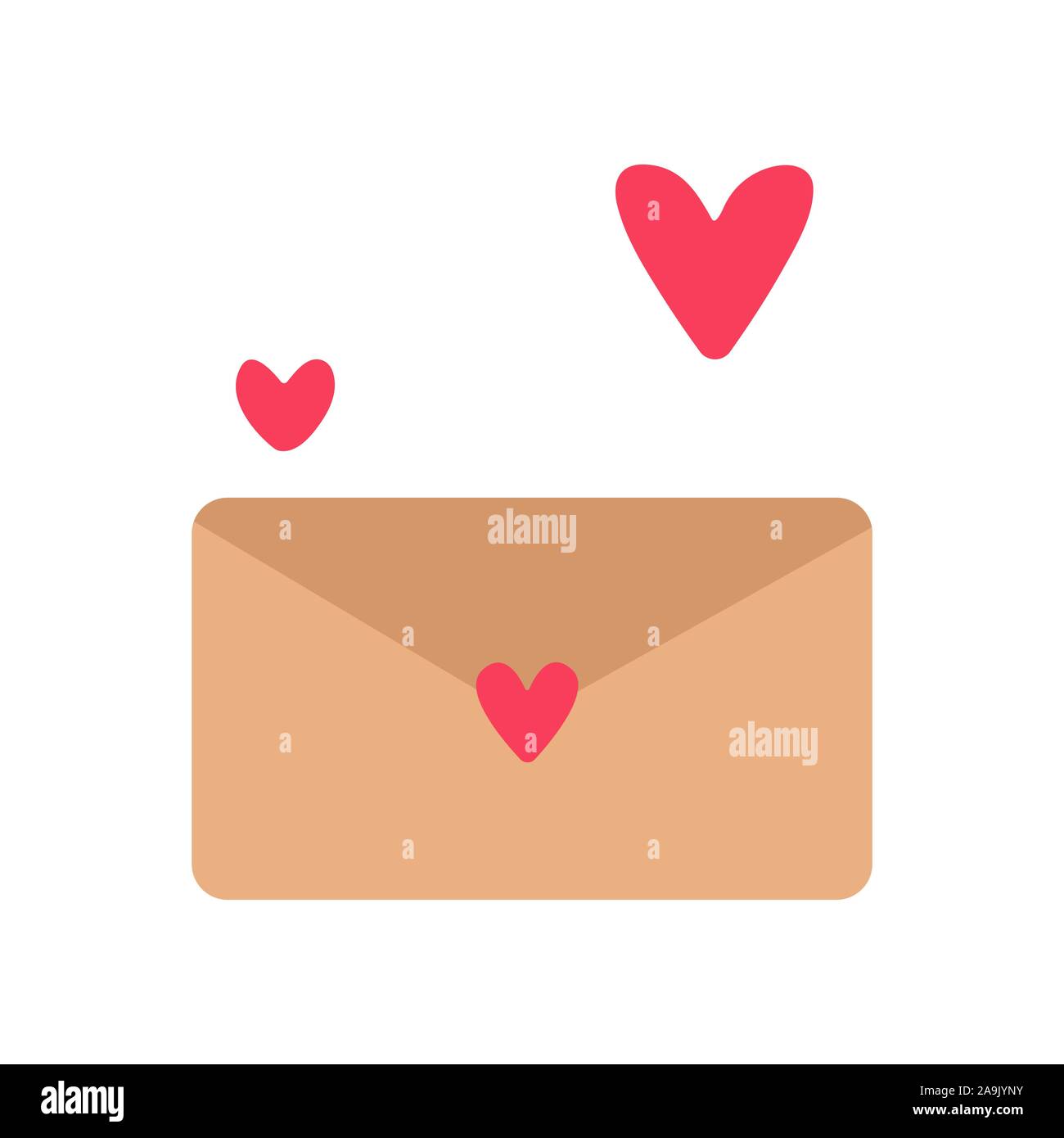 Envelope with hearts on a white background. Happy Valentine s Day ...