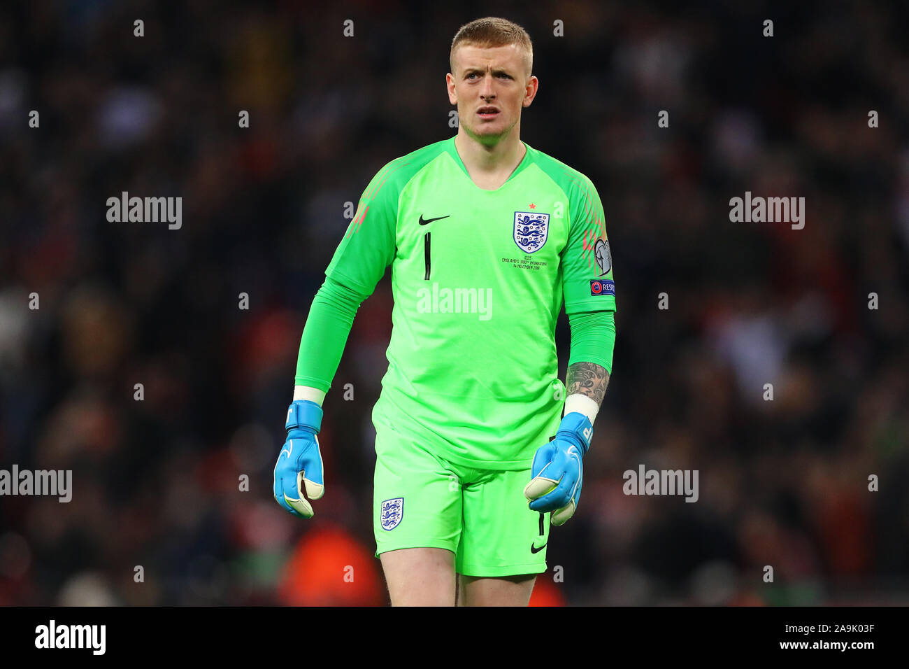 Jordan Pickford of England - England v Montenegro, UEFA Euro 2020 Qualifier - Group A, Wembley Stadium, London, UK - 14th November 2019  Editorial Use Only Stock Photo