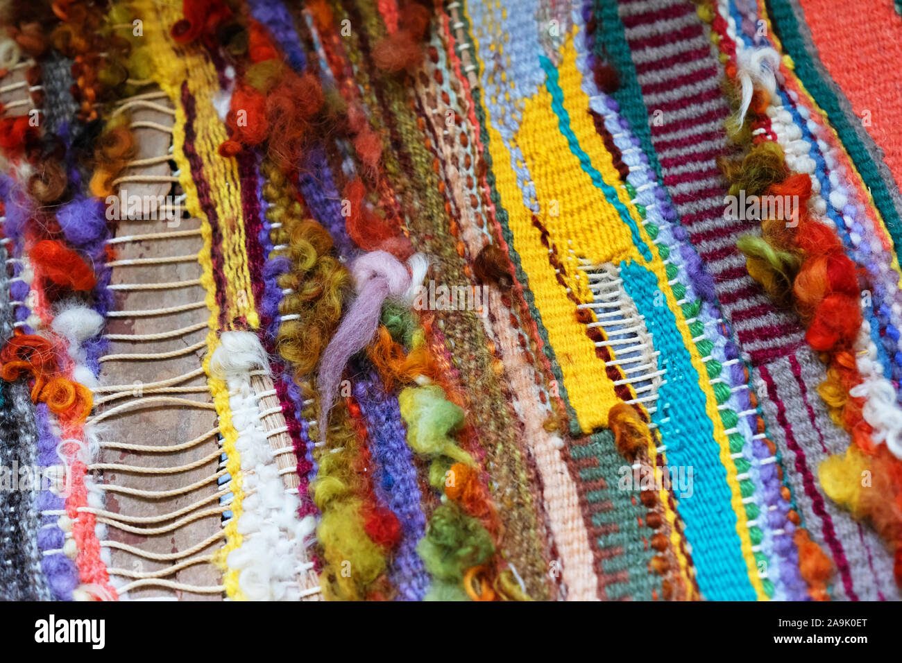 Close-up of a piece of tapestry in the making - John Gollop Stock Photo