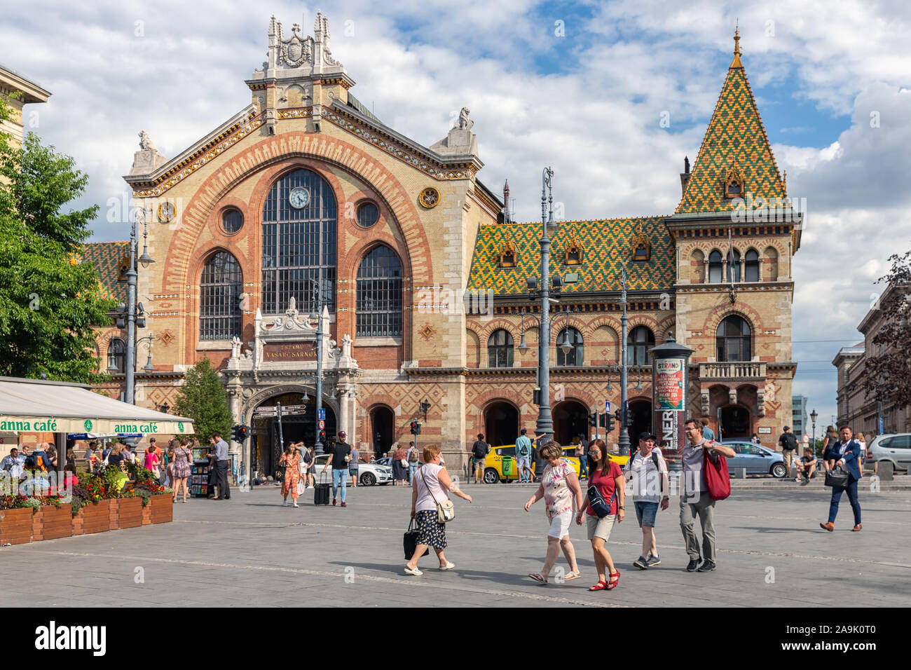 Front view of Great Market Hall in Budapest, Hungary, Stock Photo